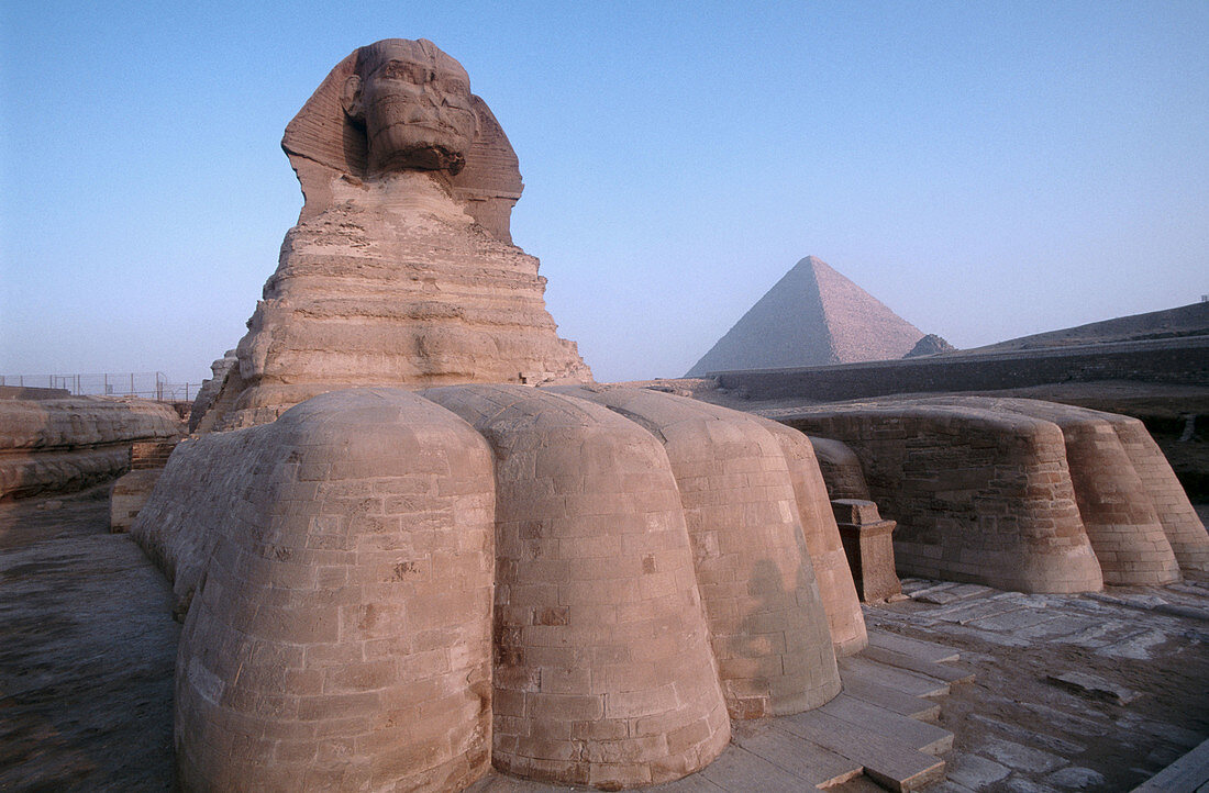 Sphynx and pyramids, Gizeh. Egypt