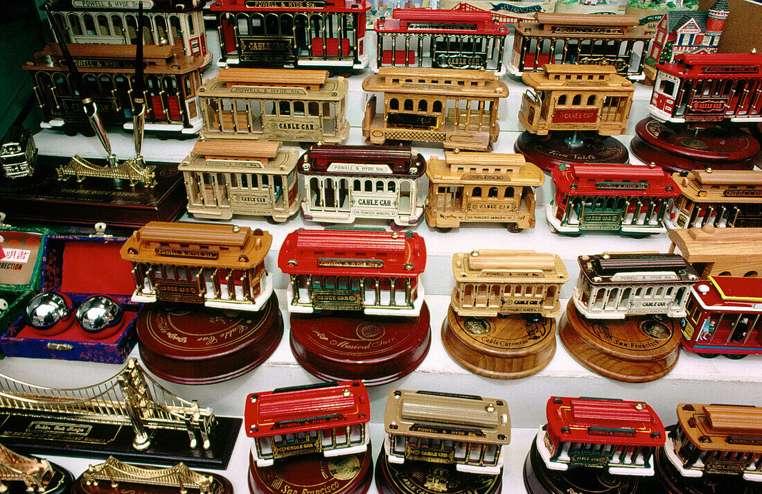 Cable-car scale models. San Francisco. California. USA