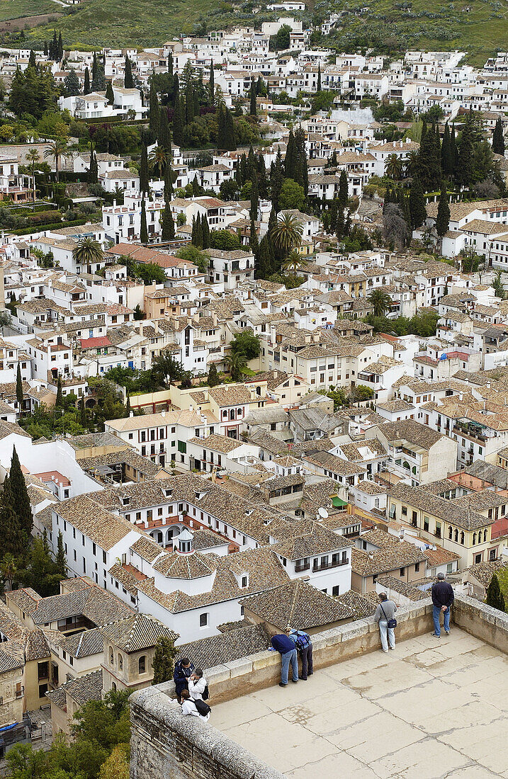 Albaicín-Viertel von der Alhambra aus. Granada. Spanien