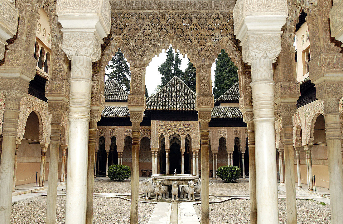 Courtyard of the Lions, Alhambra. Granada. Spain