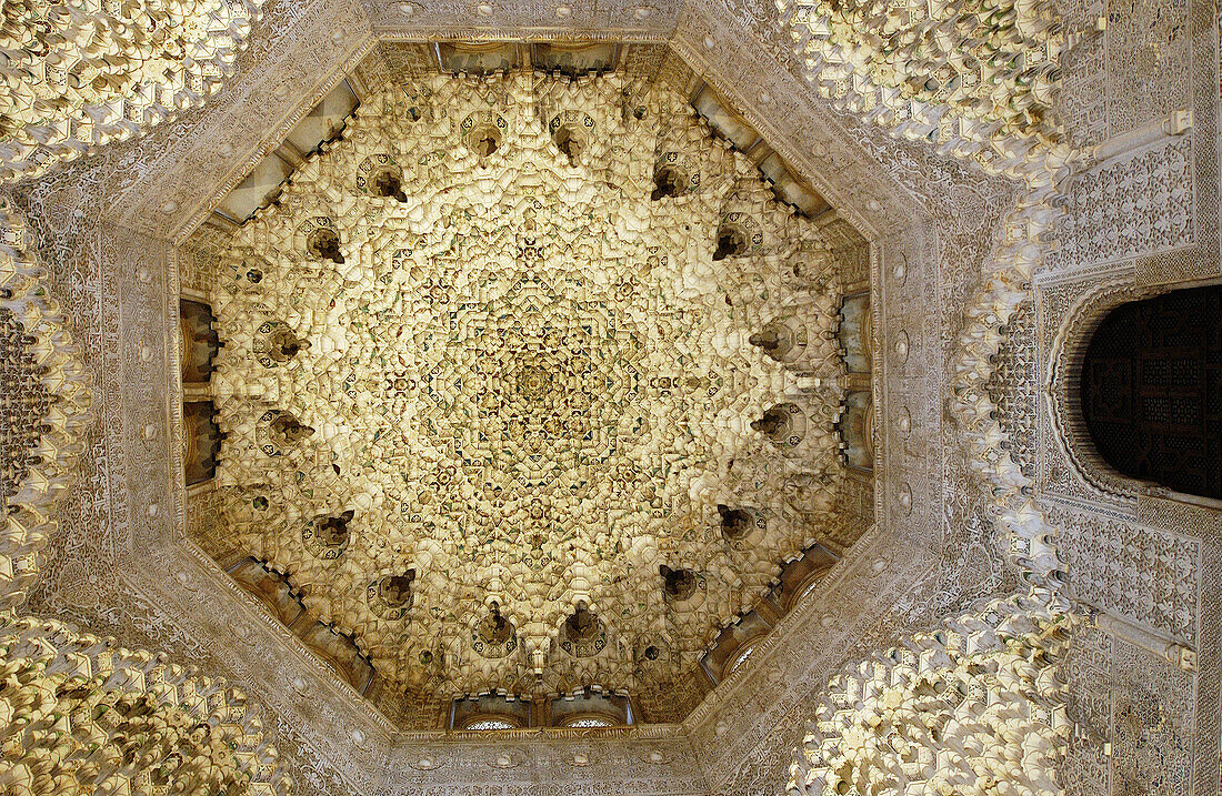 Dome of the Sala de las Dos Hermanas (Hall of the Two Sisters), Alhambra. Granada. Spain