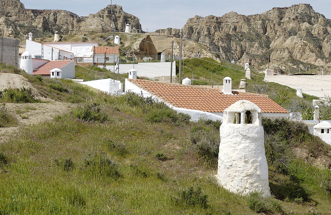 Santiago, Viertel der Troglodyten. Guadix. Provinz Granada. Spanien