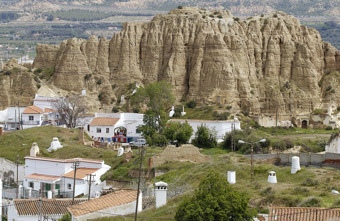 Viertel der Troglodyten von Santiago. Guadix. Provinz Granada. Spanien