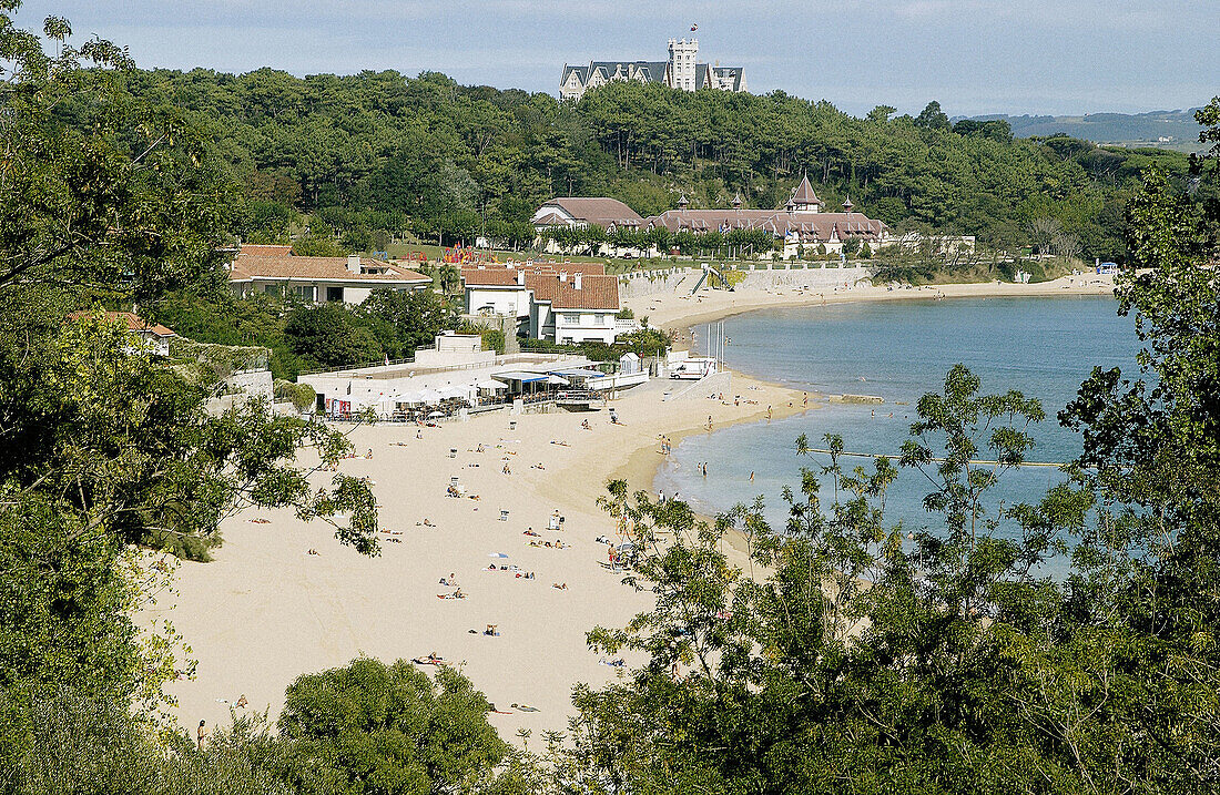 Playa de los Peligros and Playa de la Magdalena. Bahia de Santander. Cantabria. Spain