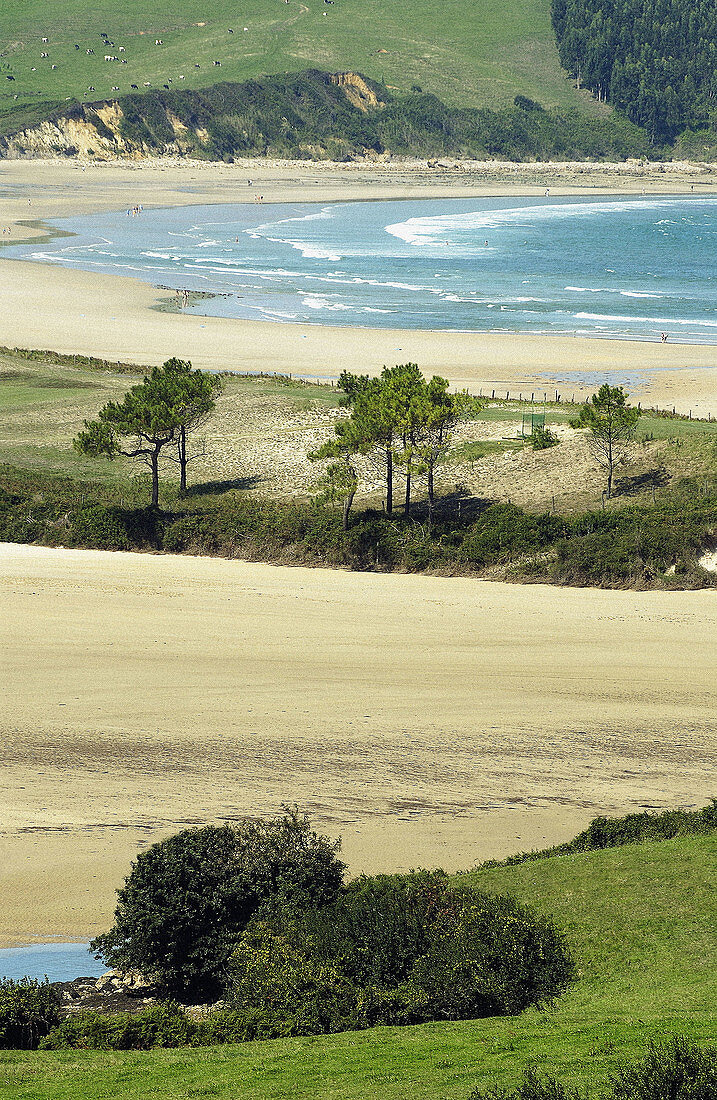 Bucht und Playa de la Rabia. Parque Natural de Oyambre. Trasvias. Comillas. Kantabrien. Spanien