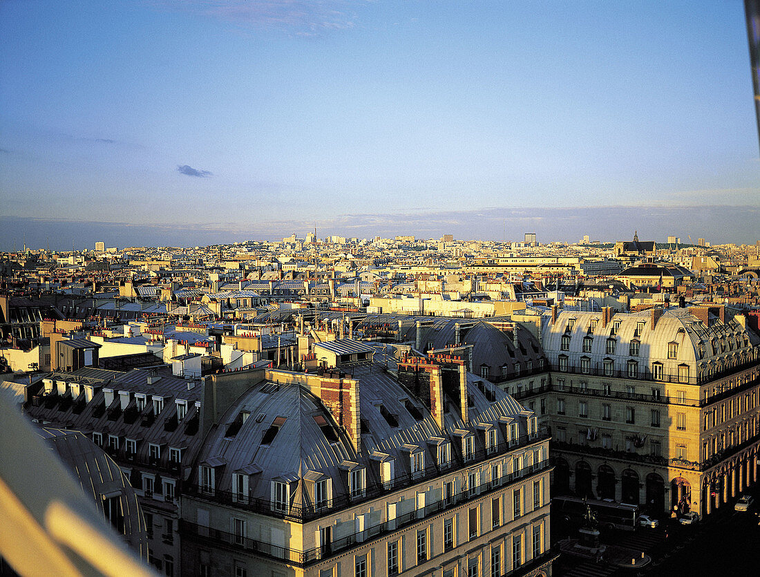 View on the city roofs at dusk. Paris. France