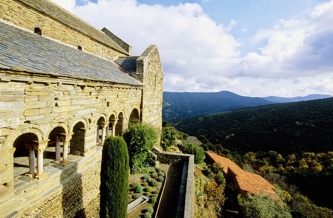 Serrabone priory, built 11th century. Pyrenees-Orientales. Languedoc Roussillon. France