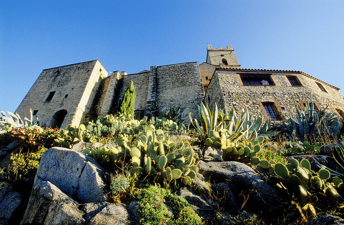 Eus, village built on hill with XVIIIth century Baroque church. Pyrenees-Orientales. Languedoc Roussillon. France