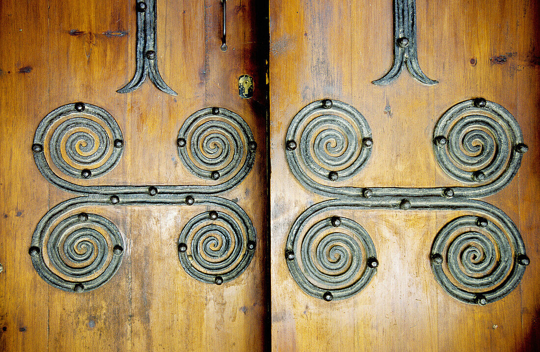 Detail of door, Benedictine abbey of Saint-Michel de Cuxa. Prades. Pyrenees-Orientales, Languedoc Roussillon. France