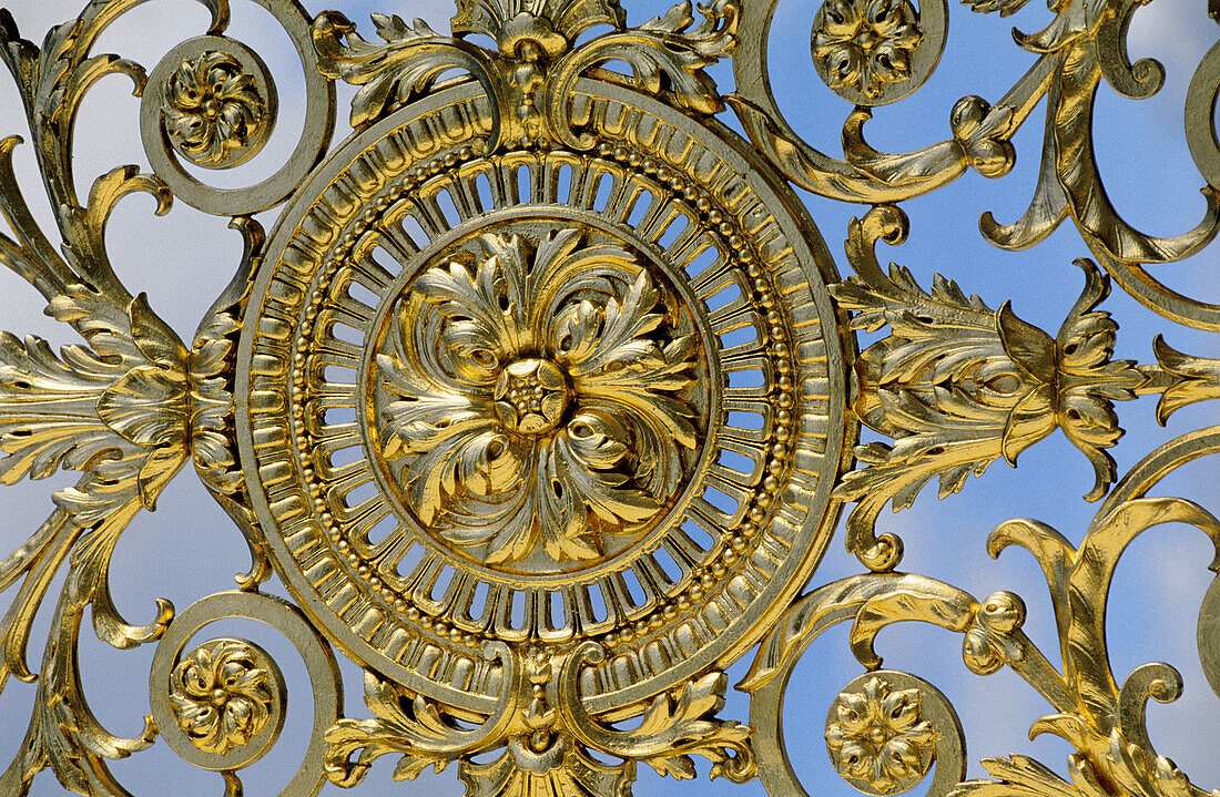 Tuileries Gardens, detail of park gate. Paris. France