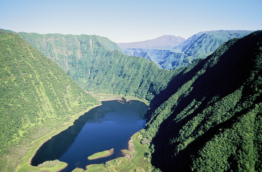 Aerial view of lake. Réunion Island (France)