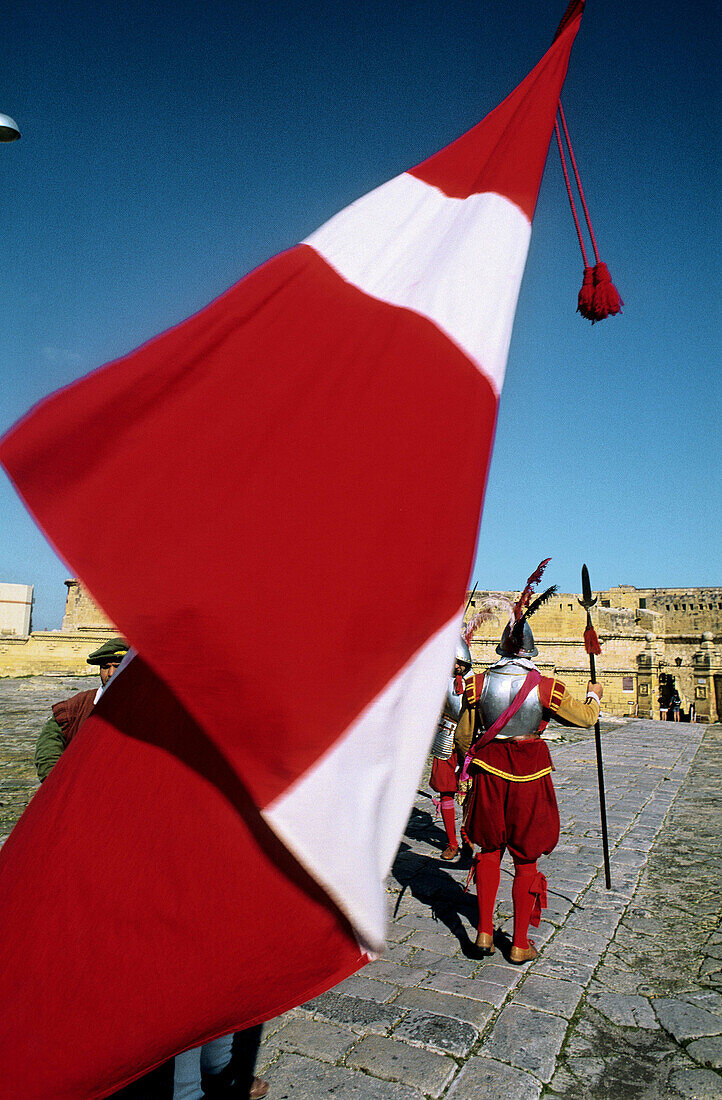 In Guardia, weekly historical reenactment. Saint Elmo s Fort. Valletta. Malta.