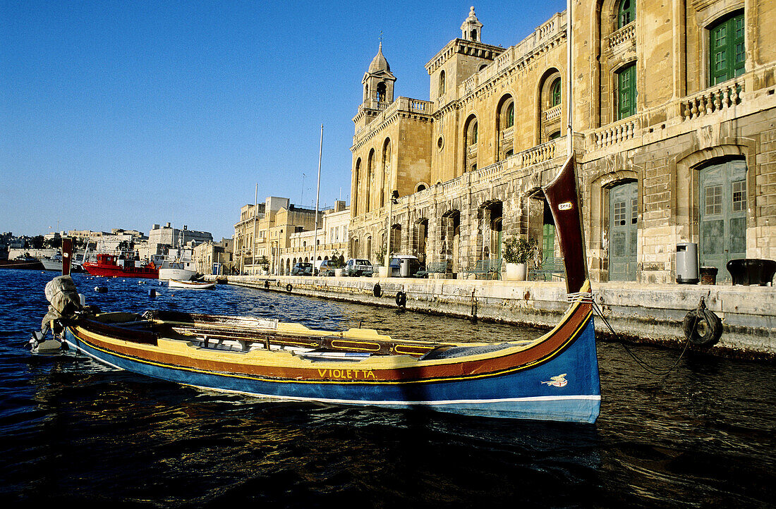Local fishing boat or Luzzu. Vittoriana. Malta.