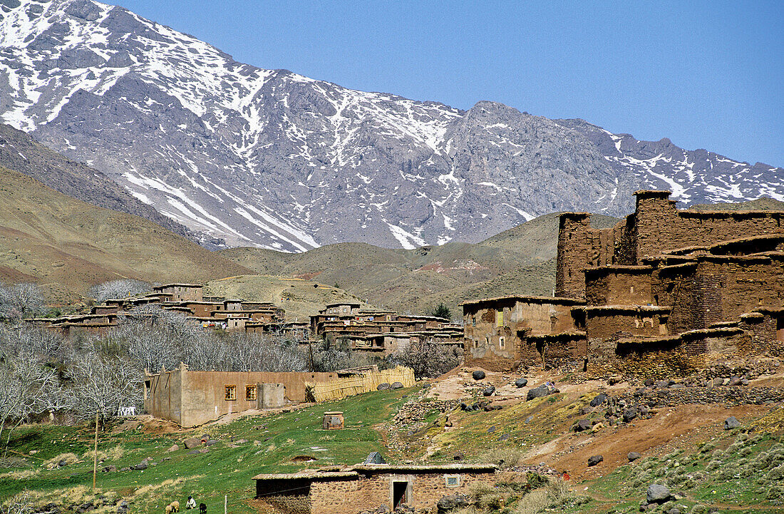 Berber village in the Atlas mountains. South, Ouarzazate region. Morocco.