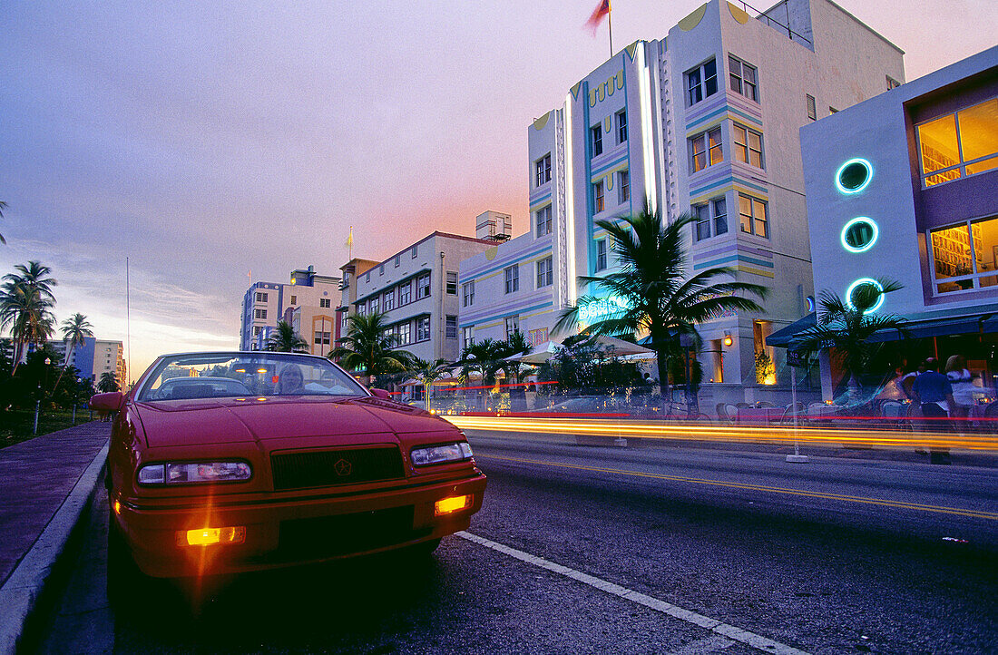 Ocean Drive in the Art Deco district. Miami Beach, Florida. USA.