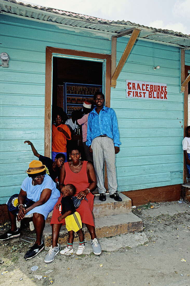 Carriacou Island in Grenada. Island main street during the carnival