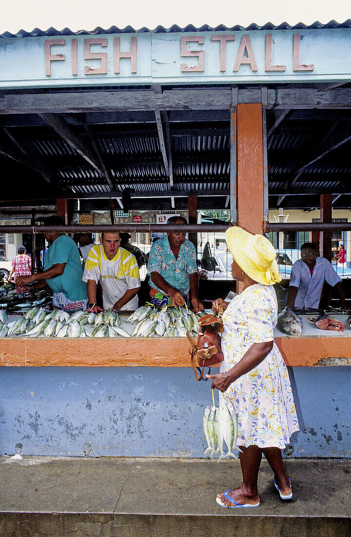 Fish market. Victoria city. Mahe Island. Seychelles