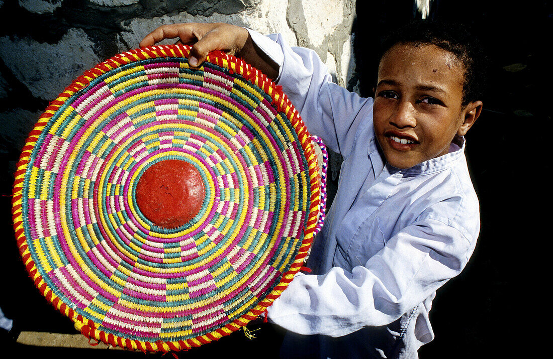 Colourful local basketry. Siwa oasis, Libyan desert. Egypt