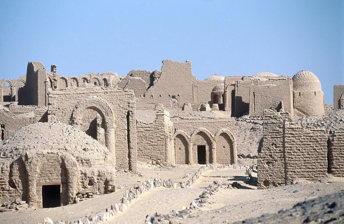 Al-Bagawat early Christian necropolis in Kharga Oasis, Lybian desert. Egypt