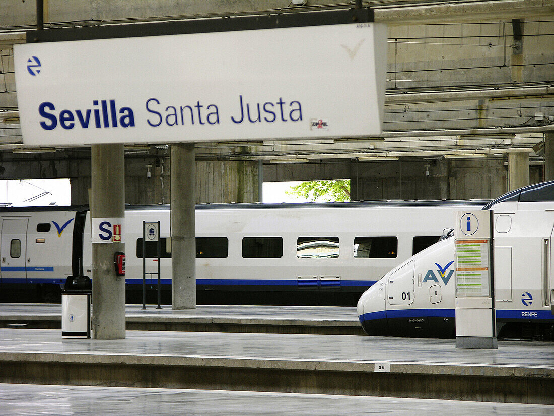 High Speed Train. Santa Justa train station. Sevilla, Andalucia. Spain