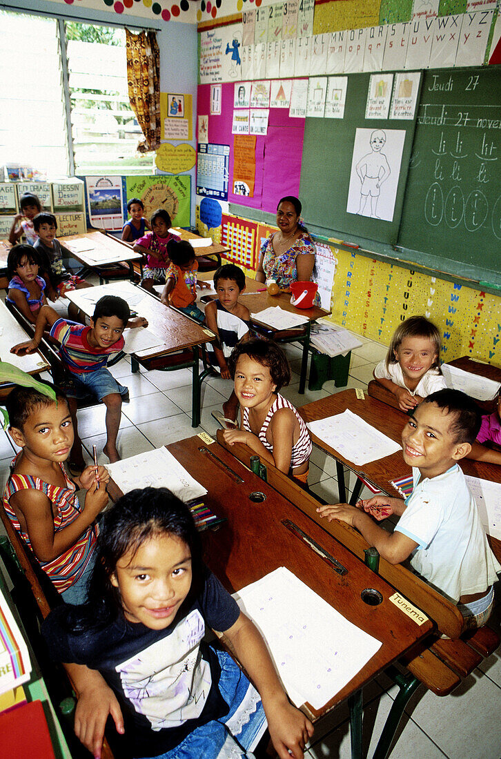 Classroom in the Freres de Ploermel school. Taiohae. Nuku-Hiva island. Marquesas archipelago. French Polynesia