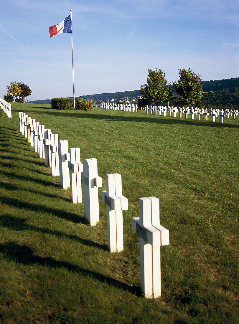 French 1914-18 World War I victims military cemetery. Haute Marne, France