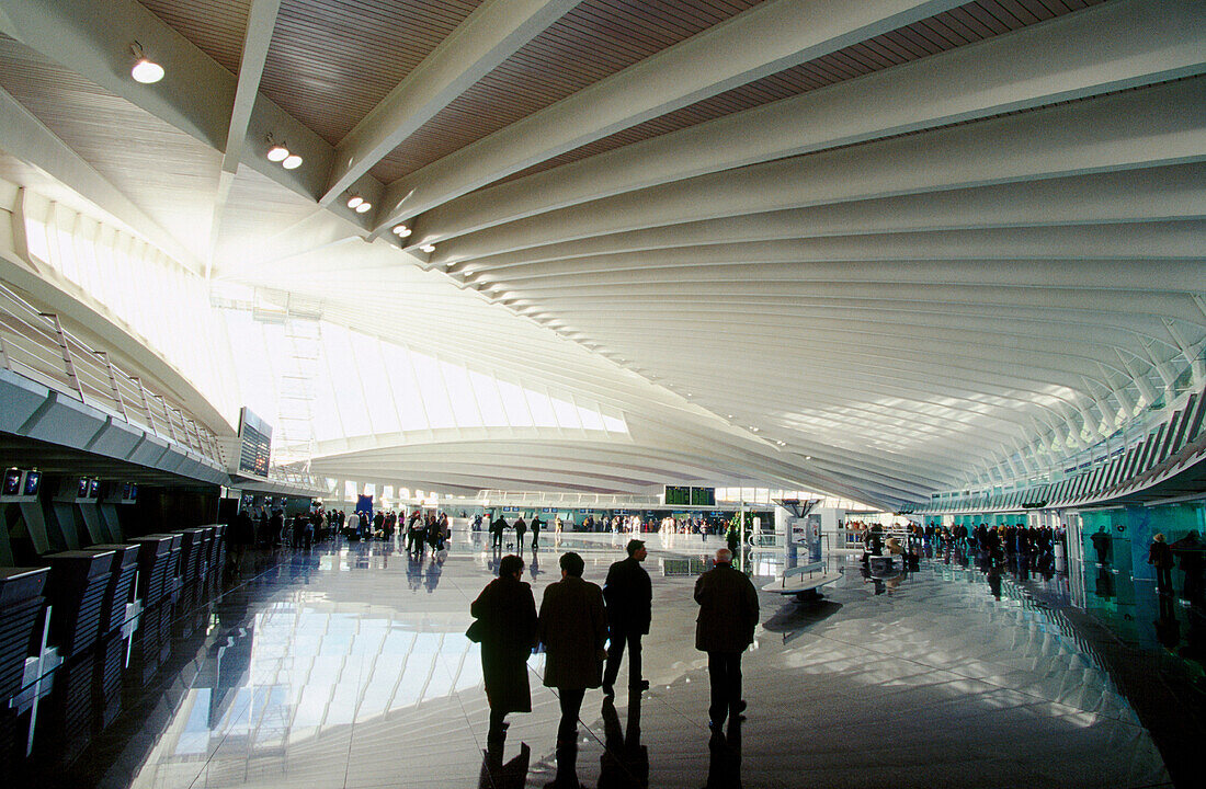 Haupthalle. Flughafen Bilbao, von Santiago Calatrava. Bilbao. Euskadi. Spanien