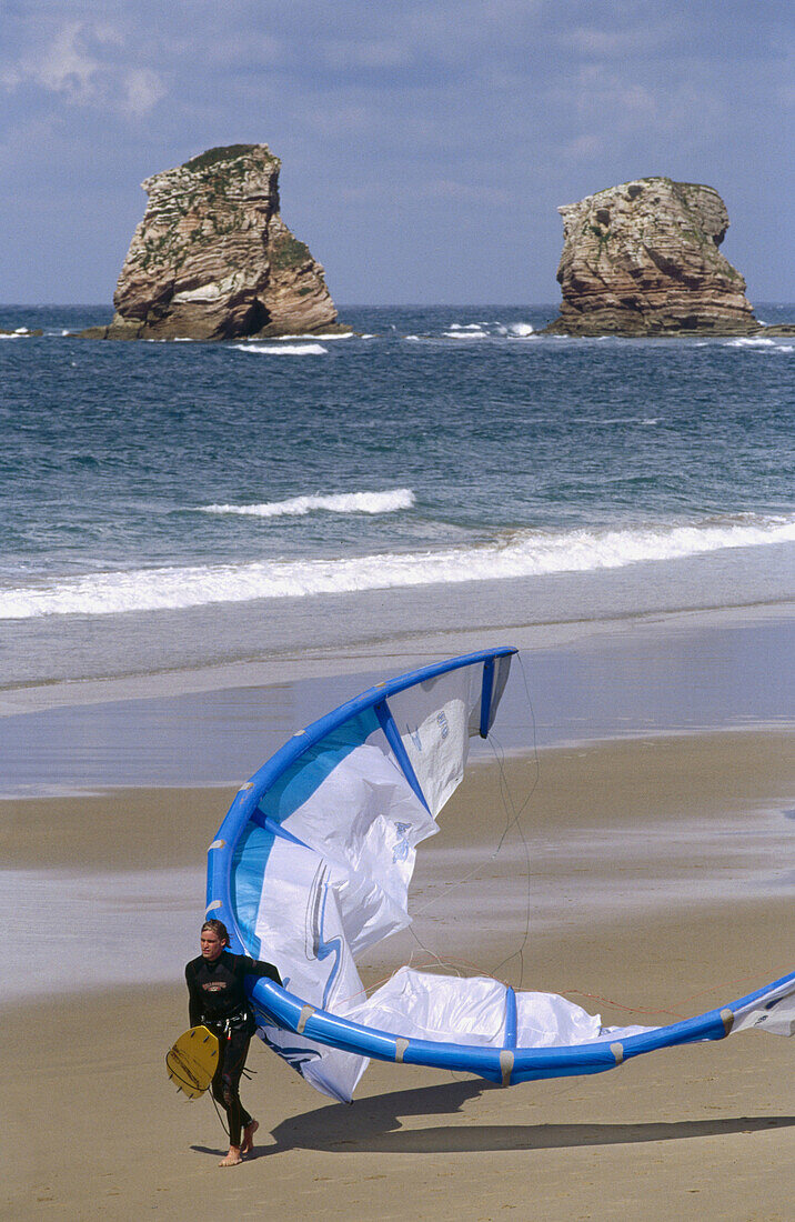 Windsurfen. Hendaye. Frankreich