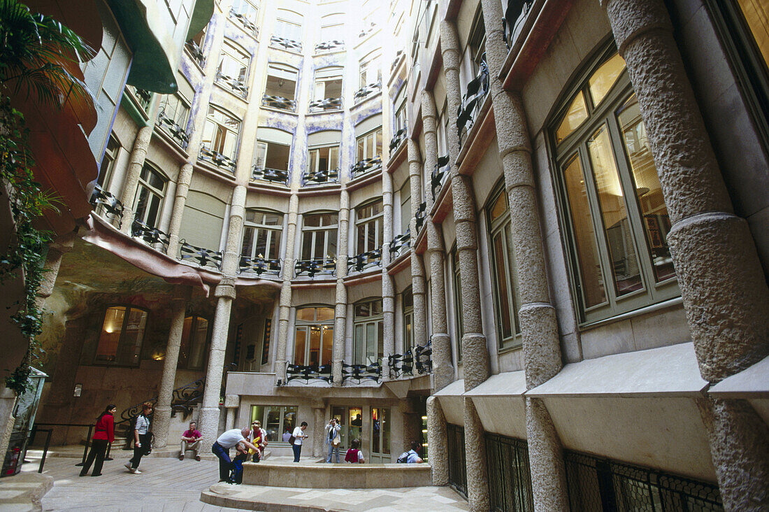 Courtyard, Casa Milà (La Pedrera) by Antoni Gaudí. Barcelona. Spain