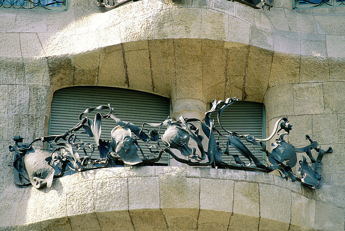 Detail of balcony, Milà House (aka La Pedrera , 1906-1912) by Antoni Gaudí. Barcelona. Spain