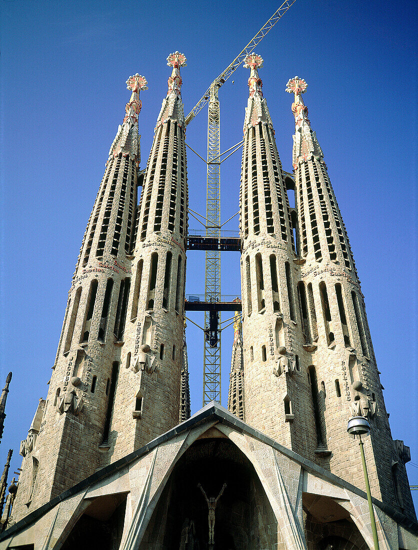 Facade of Passion, Sagrada Familia ( Holy Family ) church by Gaudí. Barcelona. Spain