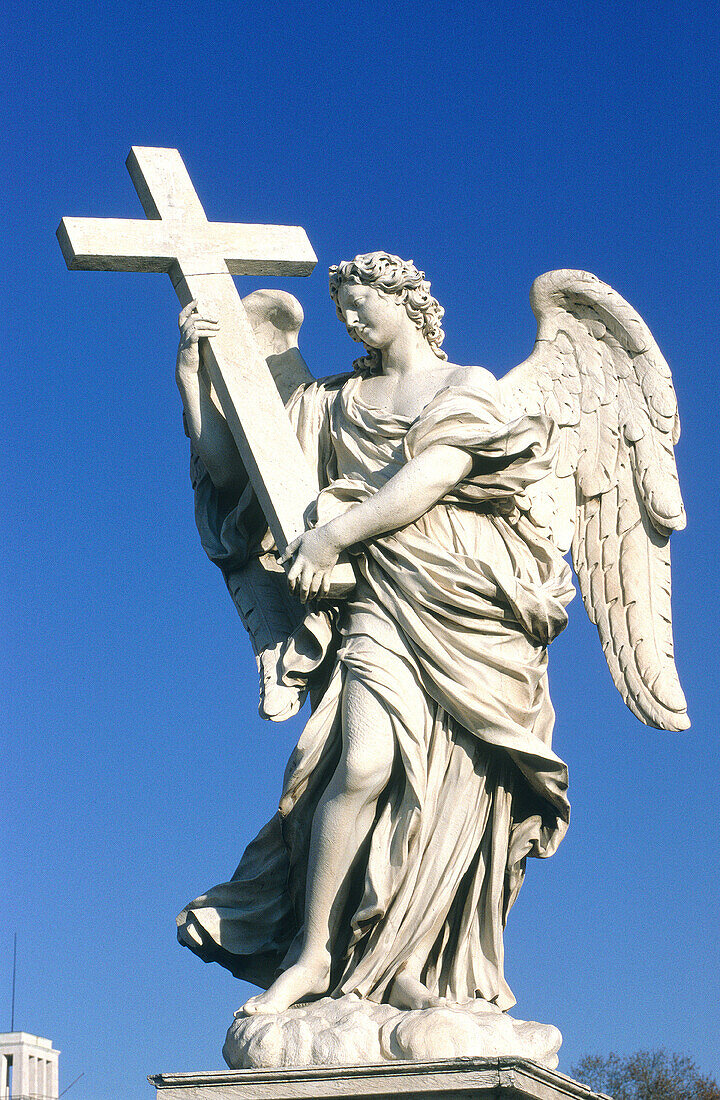 Statue of angel by Bernini at Sant Angelo bridge. Vatican. Rome. Italy
