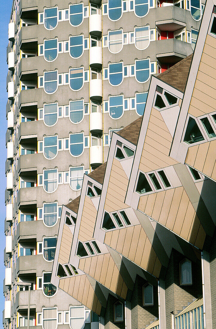 Detail of Cubic Houses, by Piet Blom. Oude Haven. Rotterdam. Netherlands