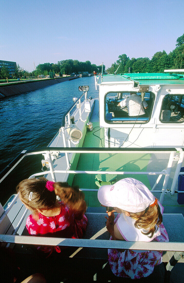 Tour boat on Spree River. Berlin. Germany