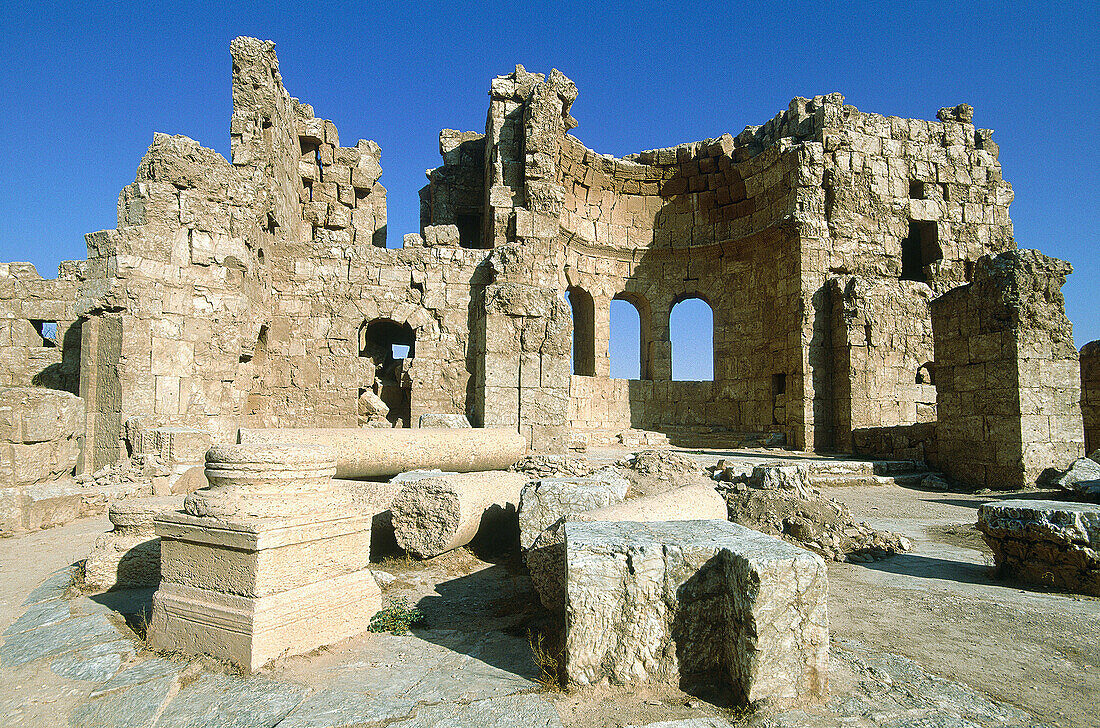 Ruins of church at fortress, old Roman city. Risafe. Syria