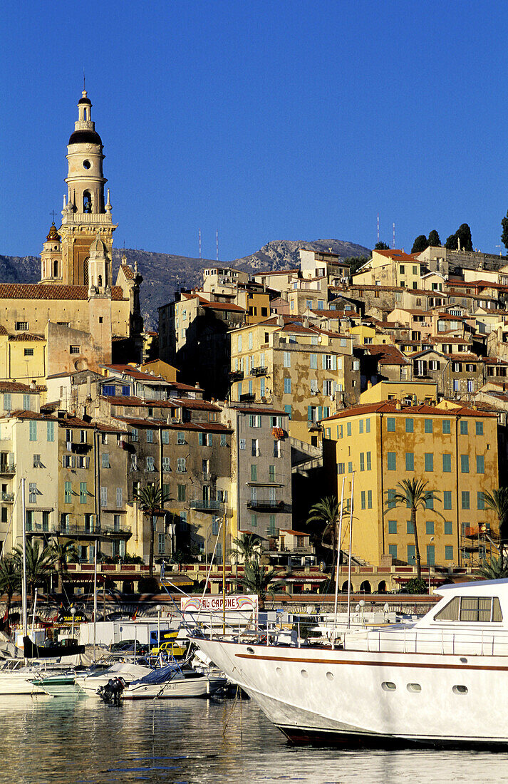 Old City and Harbour. Menton. Cote d Azur. France