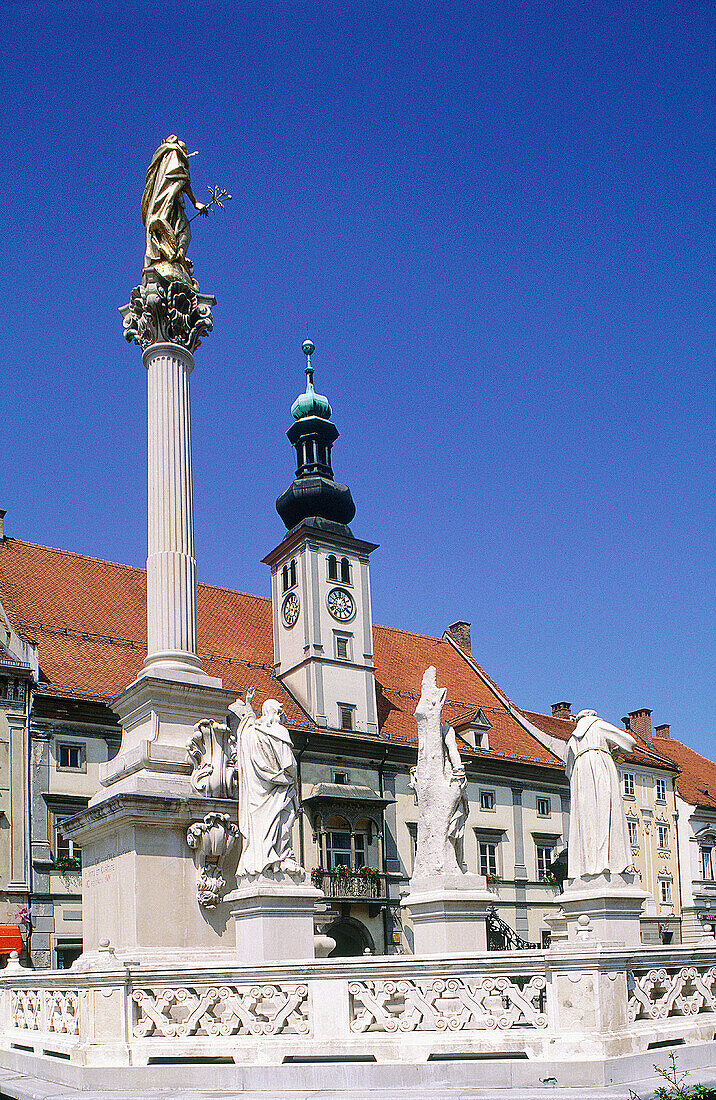 Baroque monument at City Hall Square. Maribor. Slovenia
