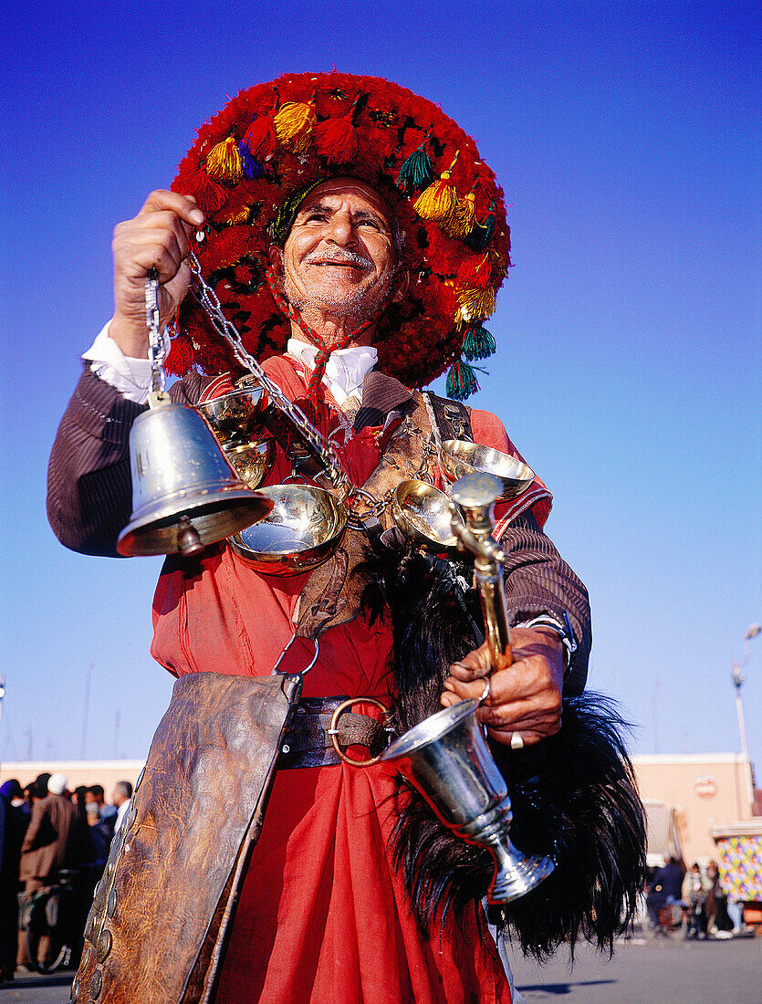 Water seller. Jemaa el Fna square. Marrakech. Morocco