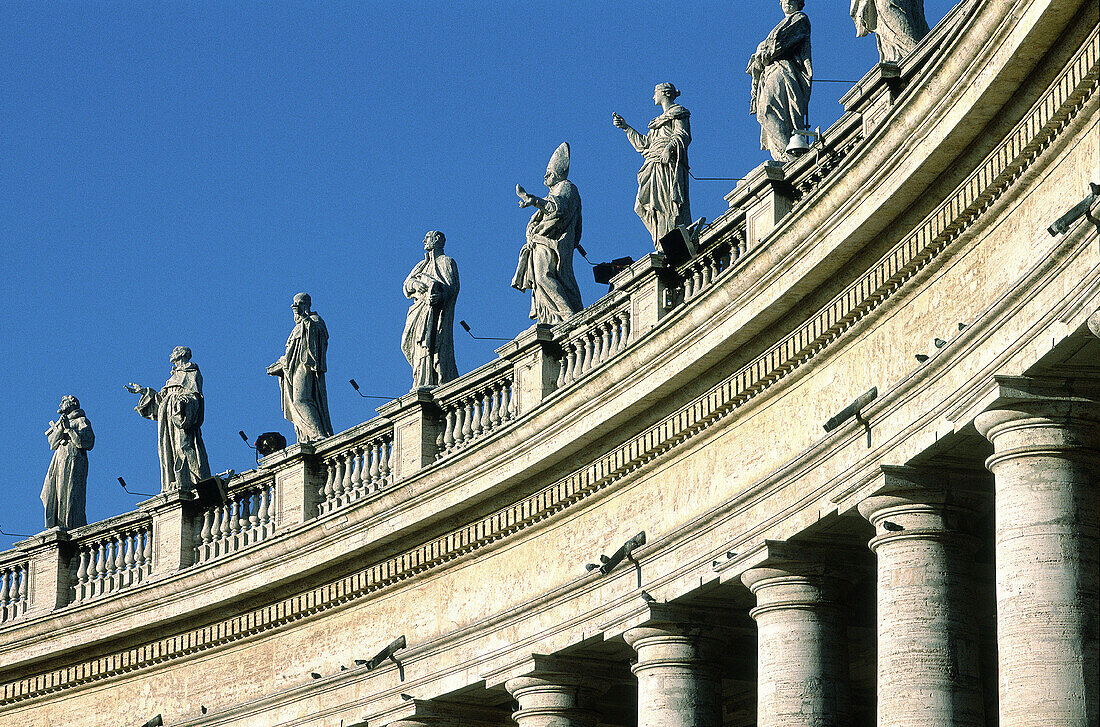 Top of the Bernini Colonnade at St. Peter s Square. Vatican City. Rome. Italy