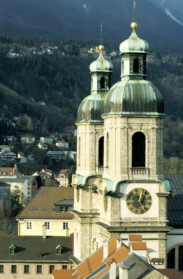 St. Jakob baroque cathedral (Behind the altar the Maria Hilf painting by Lucas Cranach). Innsbruck. Tyrol. Austria