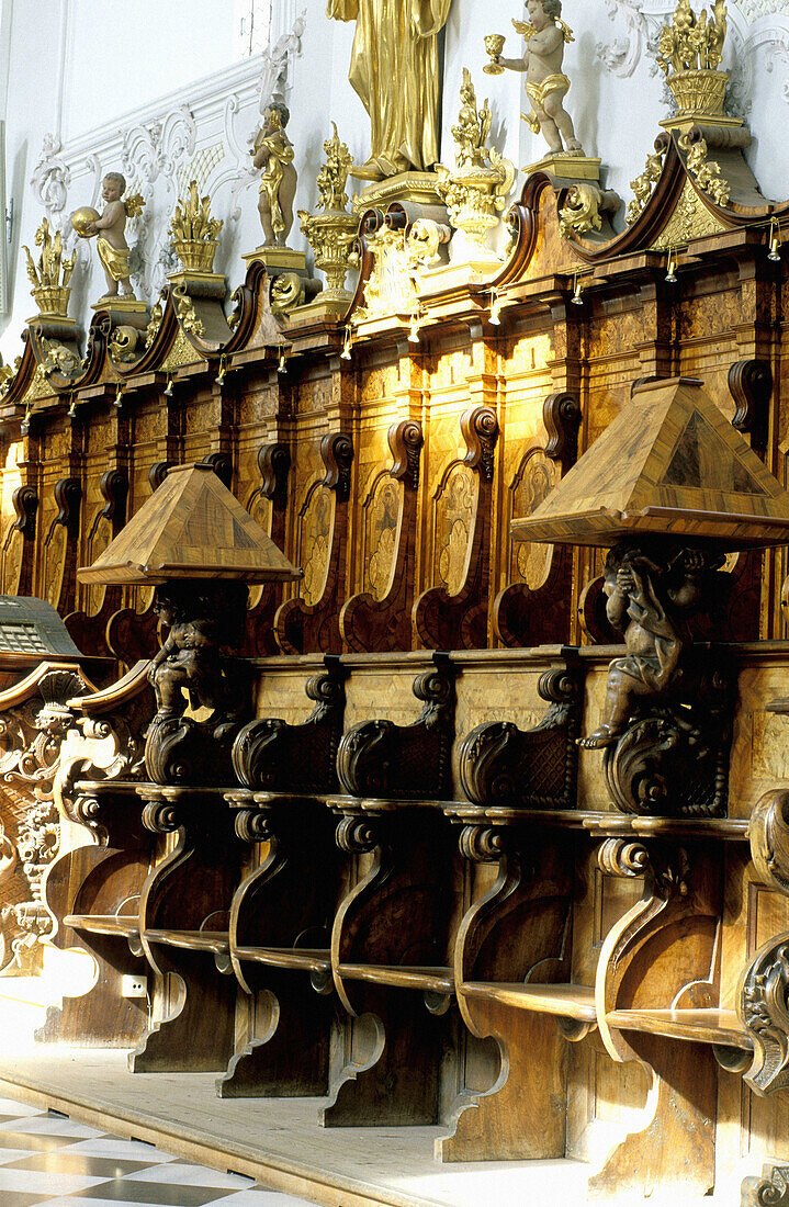 Choir. Baroque church. Stift Stams Monastery. Tyrol. Austria