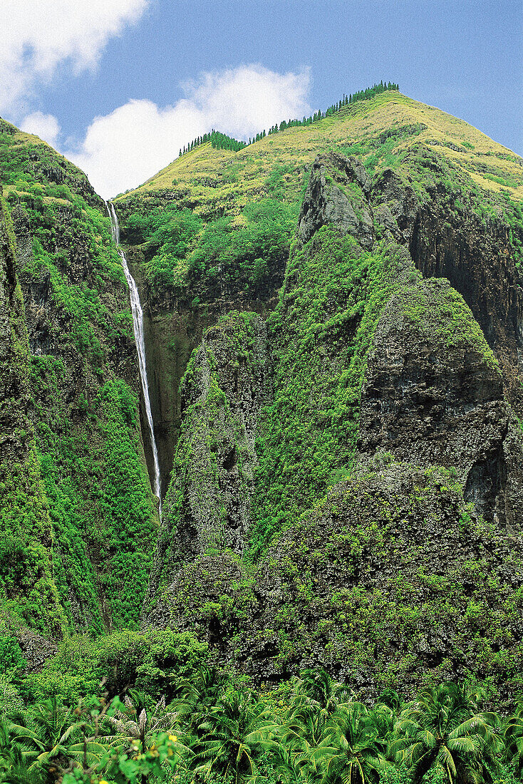 Waterfall in Nuku Hiva. Marquesas Islands. French Polynesia