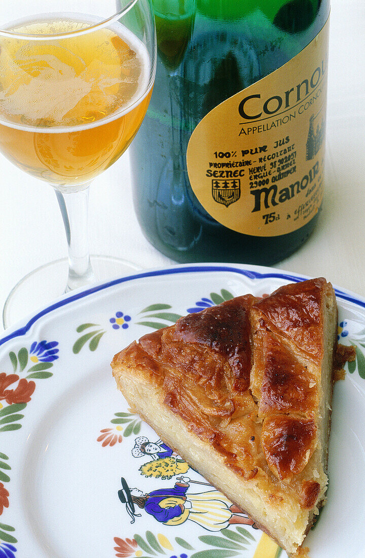 Breton tart and cider. Douarnenez. Finistere. Brittany. France