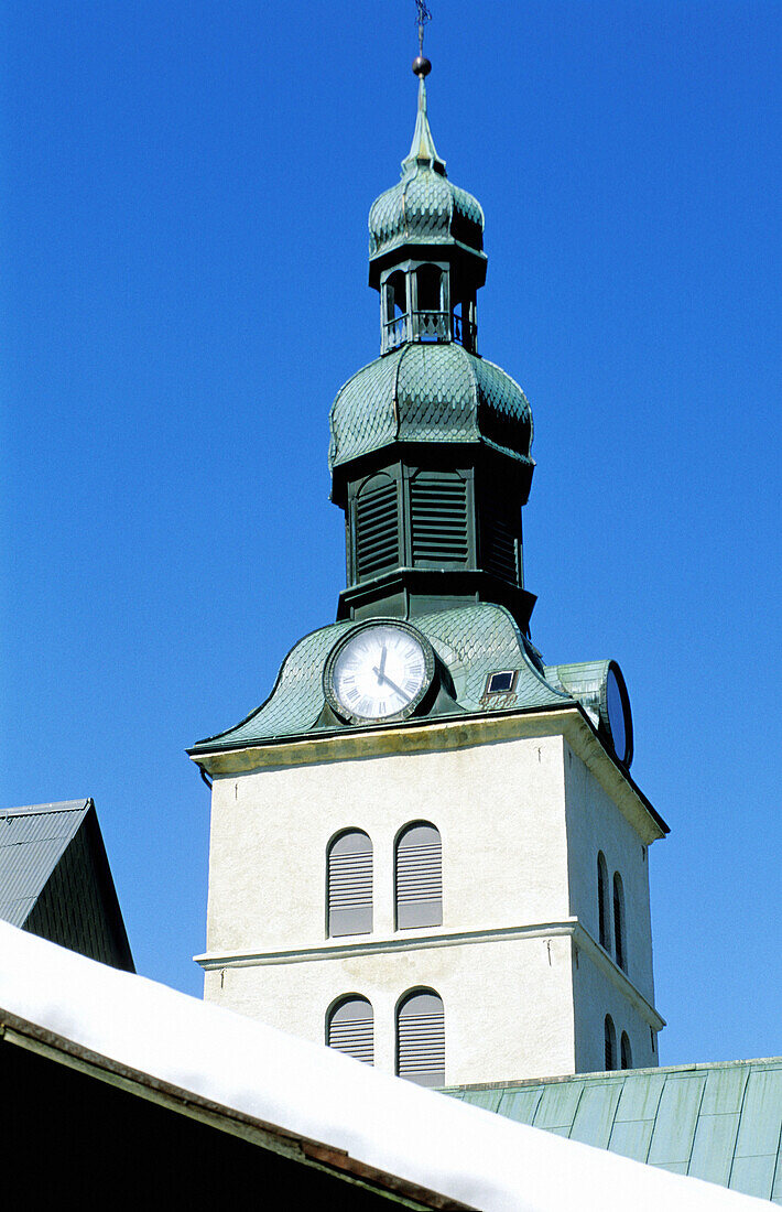 Church. Megeve. Winter and summer resort. Haute-Savoie. Alps. Italy