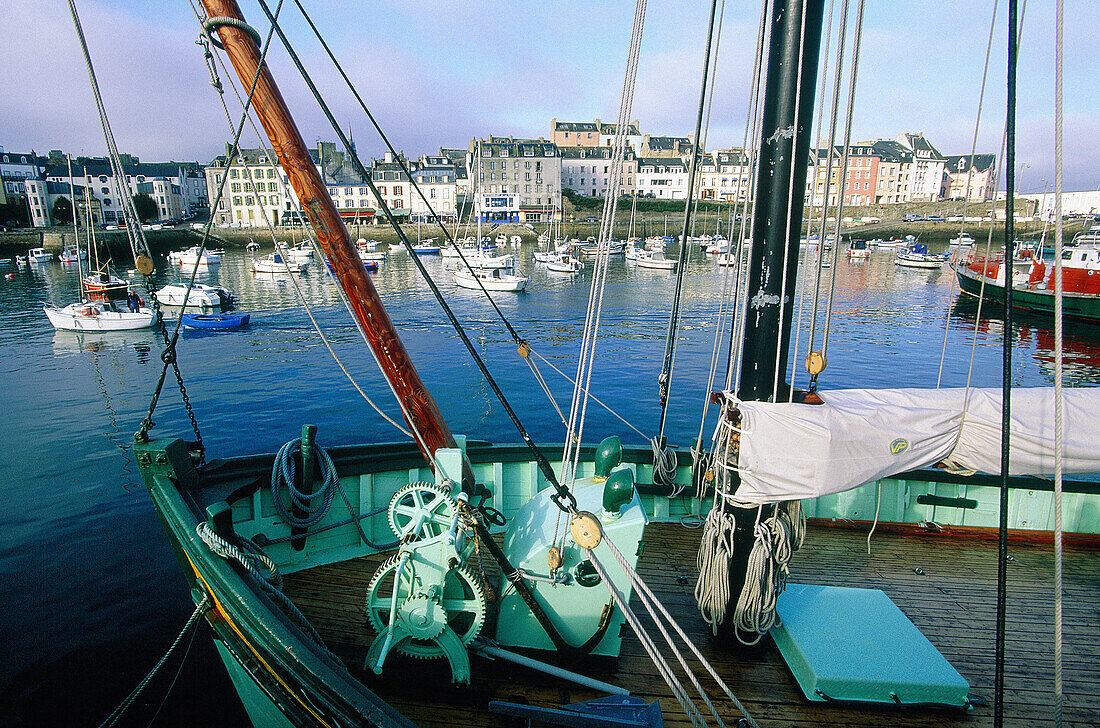 Ancient sailing boat. Fishing harbour. Douarnenez. Finistere. Brittany. France