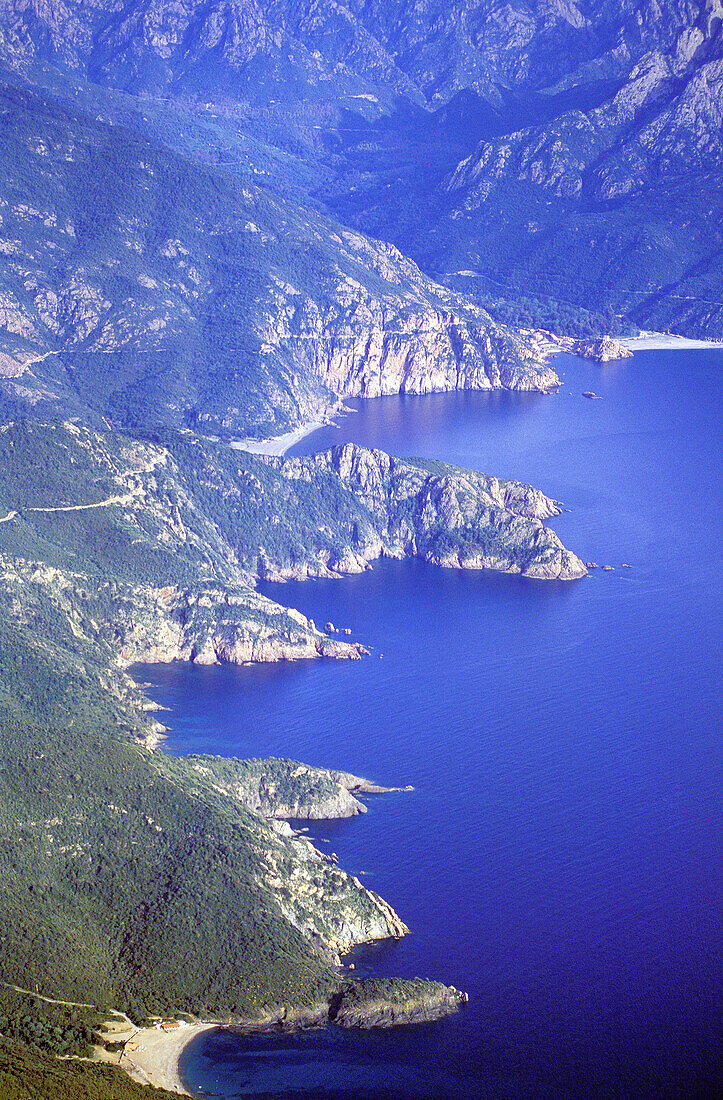Aerial of the Gulf of Porto. South Corsica. Corsica Island. France