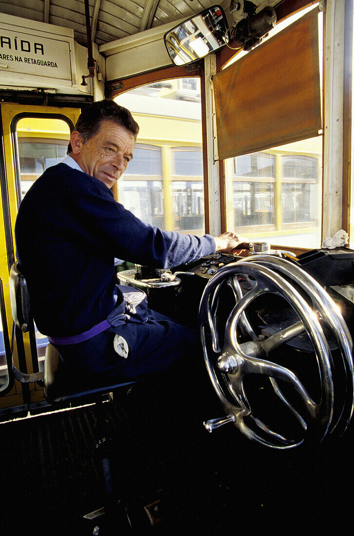 Driver. Local Tramway Electrico . Lisbon. Portugal
