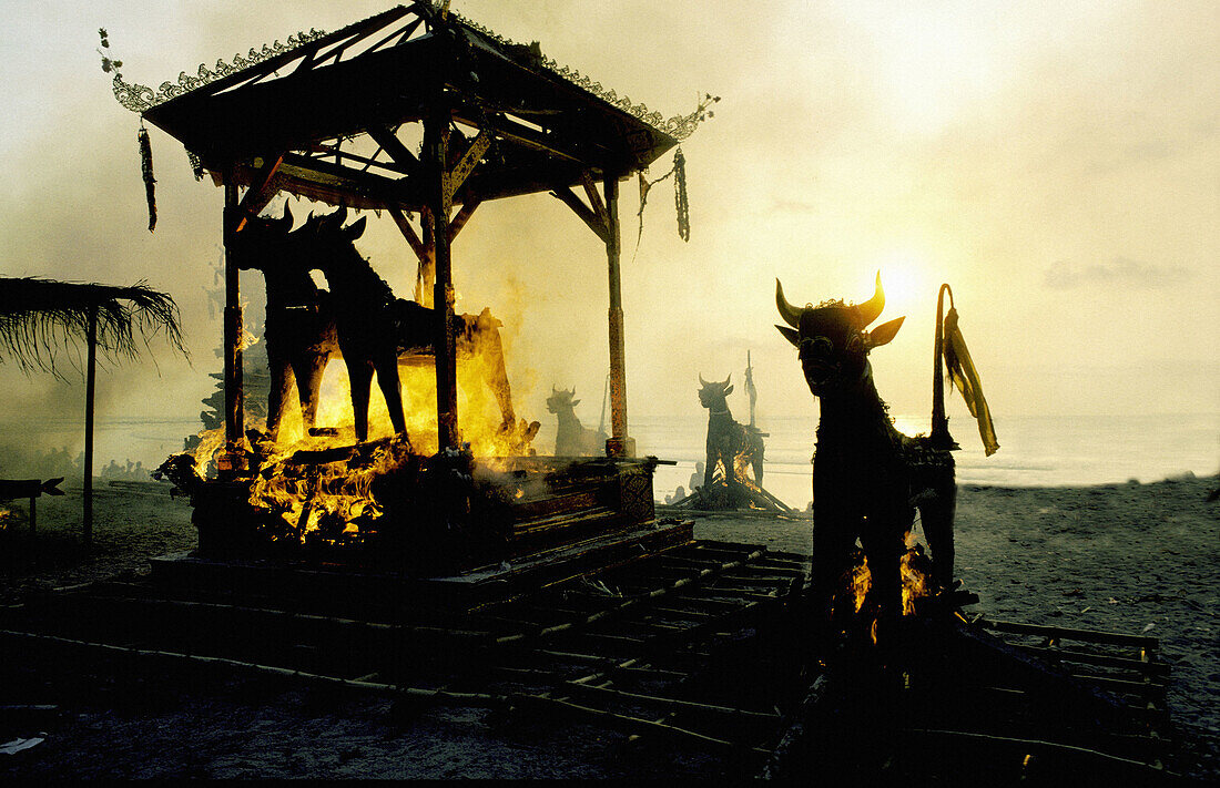 Princely cremation on Kuta beach. Bali Island. Indonesia