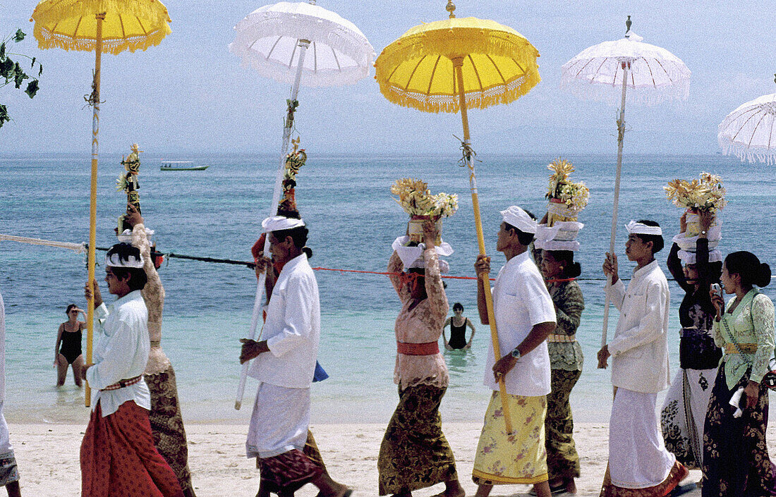 Ceremony of Purification on the Nusa Dua beach. Bali Island. Indonesia