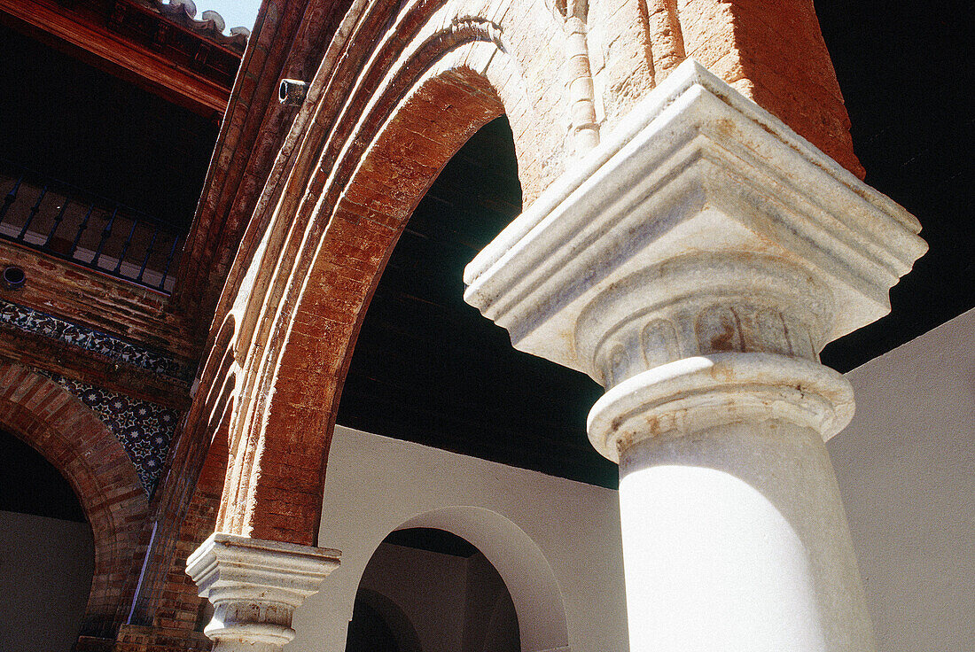 Capitals and arches at Mudejar courtyard, Palacio de Mondragón. Ronda, Málaga province. Spain